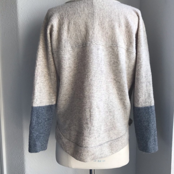 Knit by Note Chic Korean Asymmetrical Long Sleeve Sweater Wool Blend Beige Gray - Picture 5 of 16